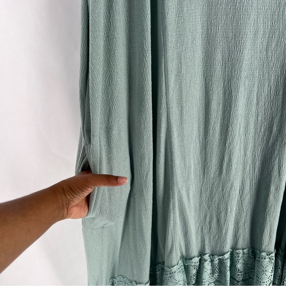 LOGO‎ Linens Lori Goldstein Sleeveless Aqua Teal Midi Dress Lace Hem Flowy 3X - Picture 9 of 12